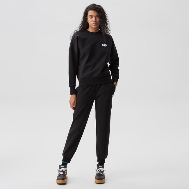  Kadın Slim Fit Baskılı Siyah Eşofman Altı