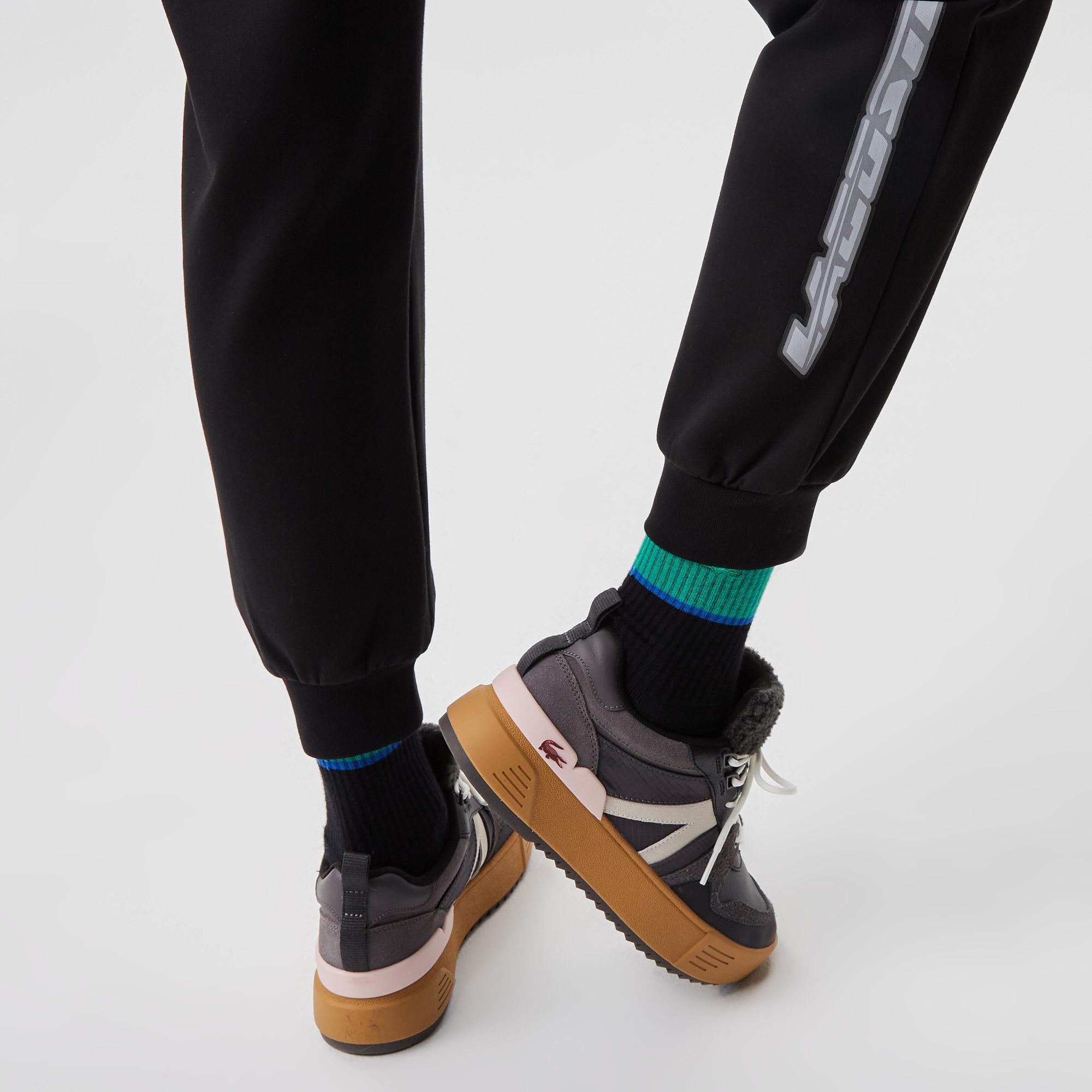 Kadın Slim Fit Baskılı Siyah Eşofman Altı