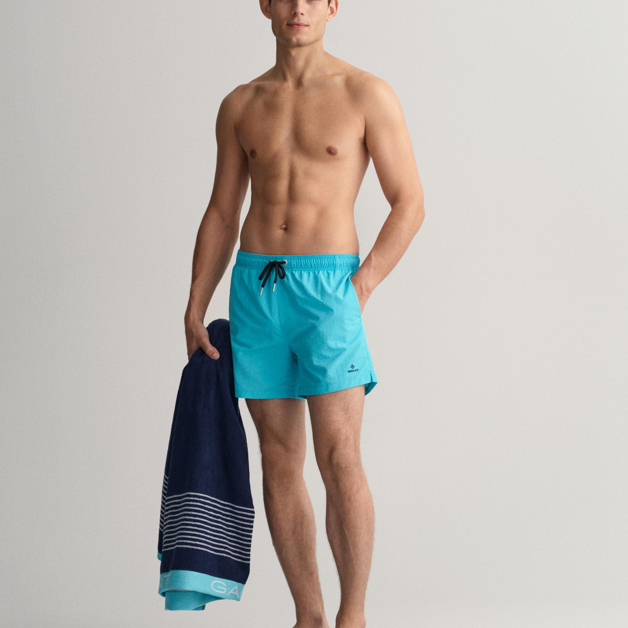 GANT Erkek Mavi Classic Fit Mayo Şort