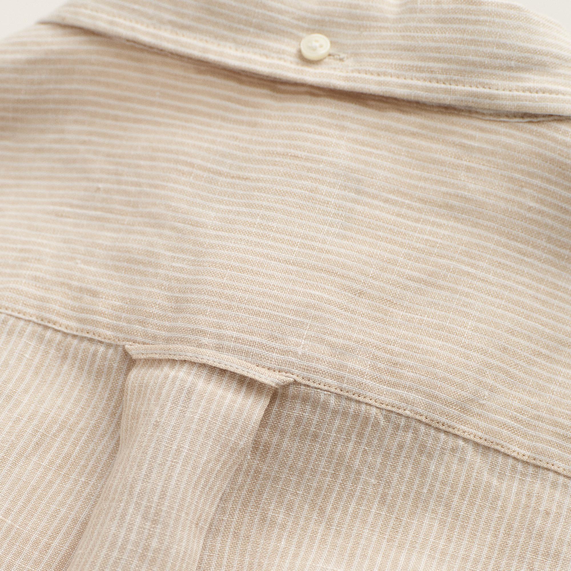 GANT Erkek Bej Regular Fit Çizgili Keten Gömlek