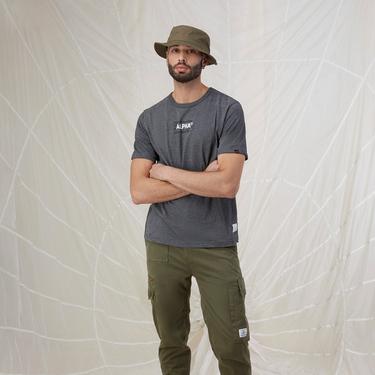  Alpha Industries Alpha Code Graphic Erkek Gri T-Shirt