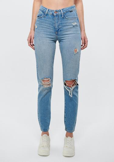  Mavi STAR Orta Mavi Yırtıklı 90s Vıntage Jean Pantolon 101077-85157