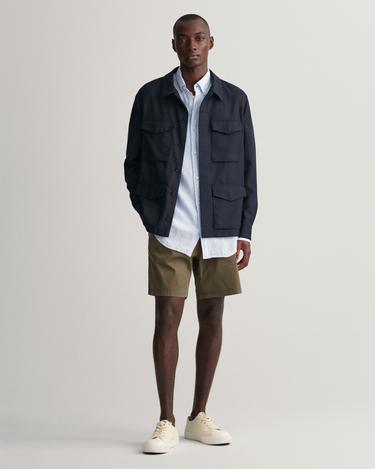  GANT Erkek Mavi Regular Fit Çizgili Keten Gömlek