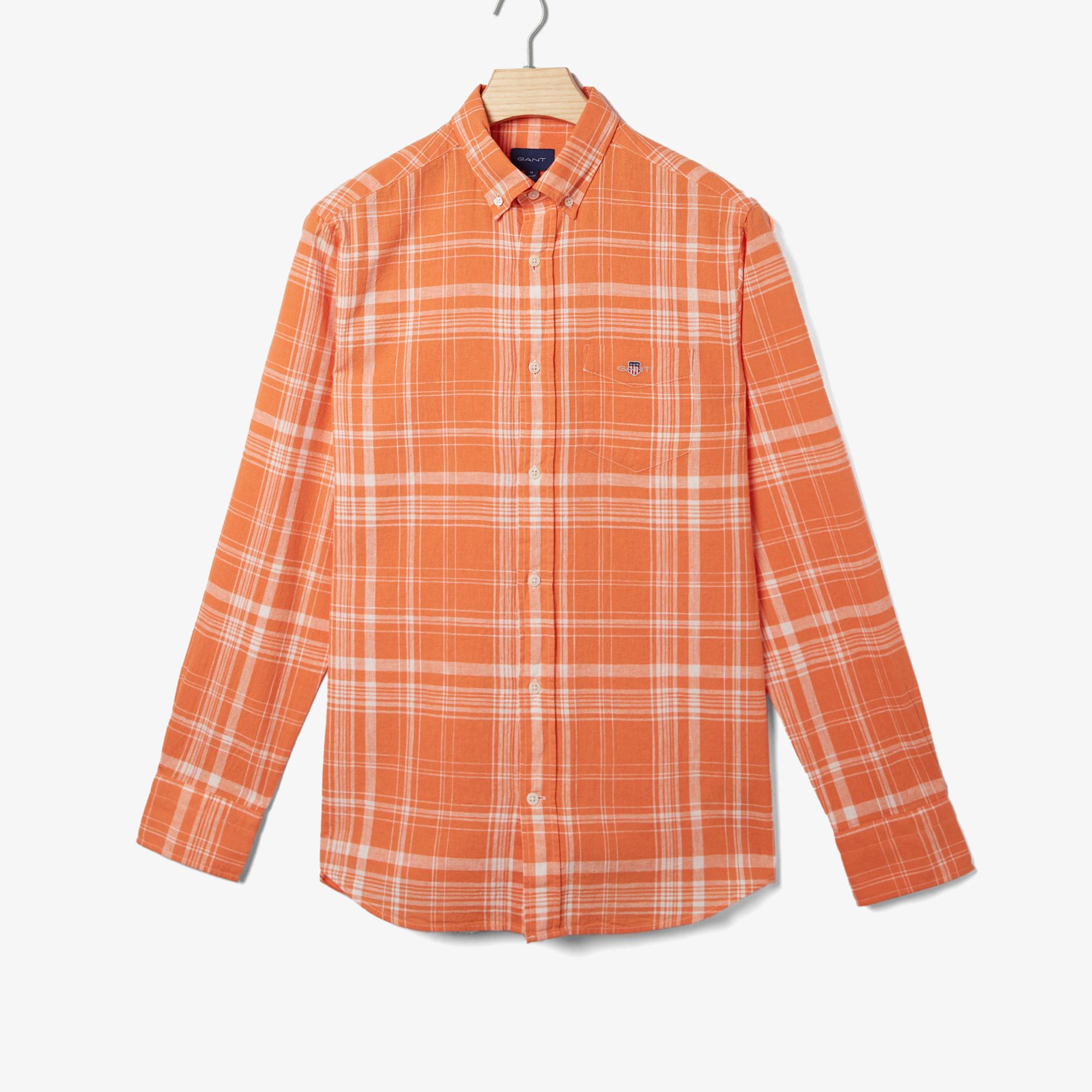 GANT Erkek Turuncu Regular Fit Kareli Gömlek