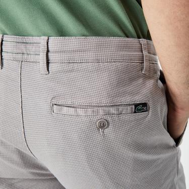  Erkek Slim Fit Desenli Gri Bermuda