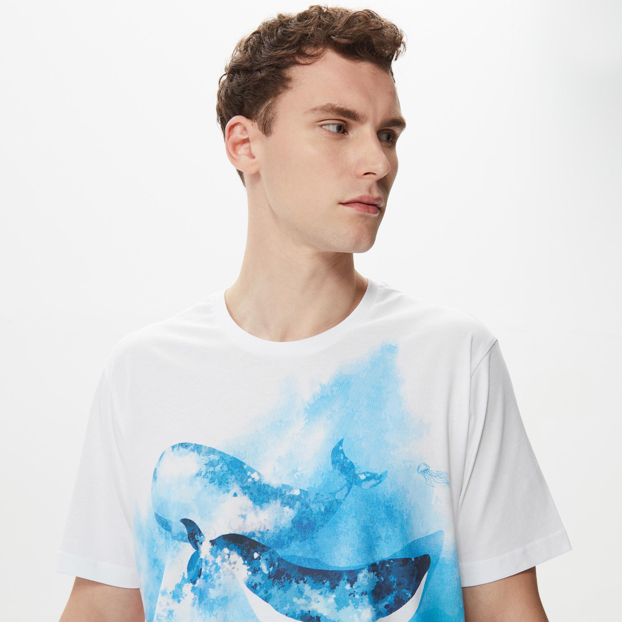 Nautica Erkek Beyaz Baskılı T-Shirt