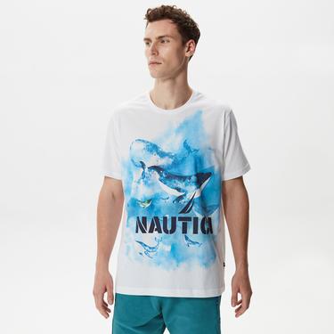  Nautica Erkek Beyaz Baskılı T-Shirt