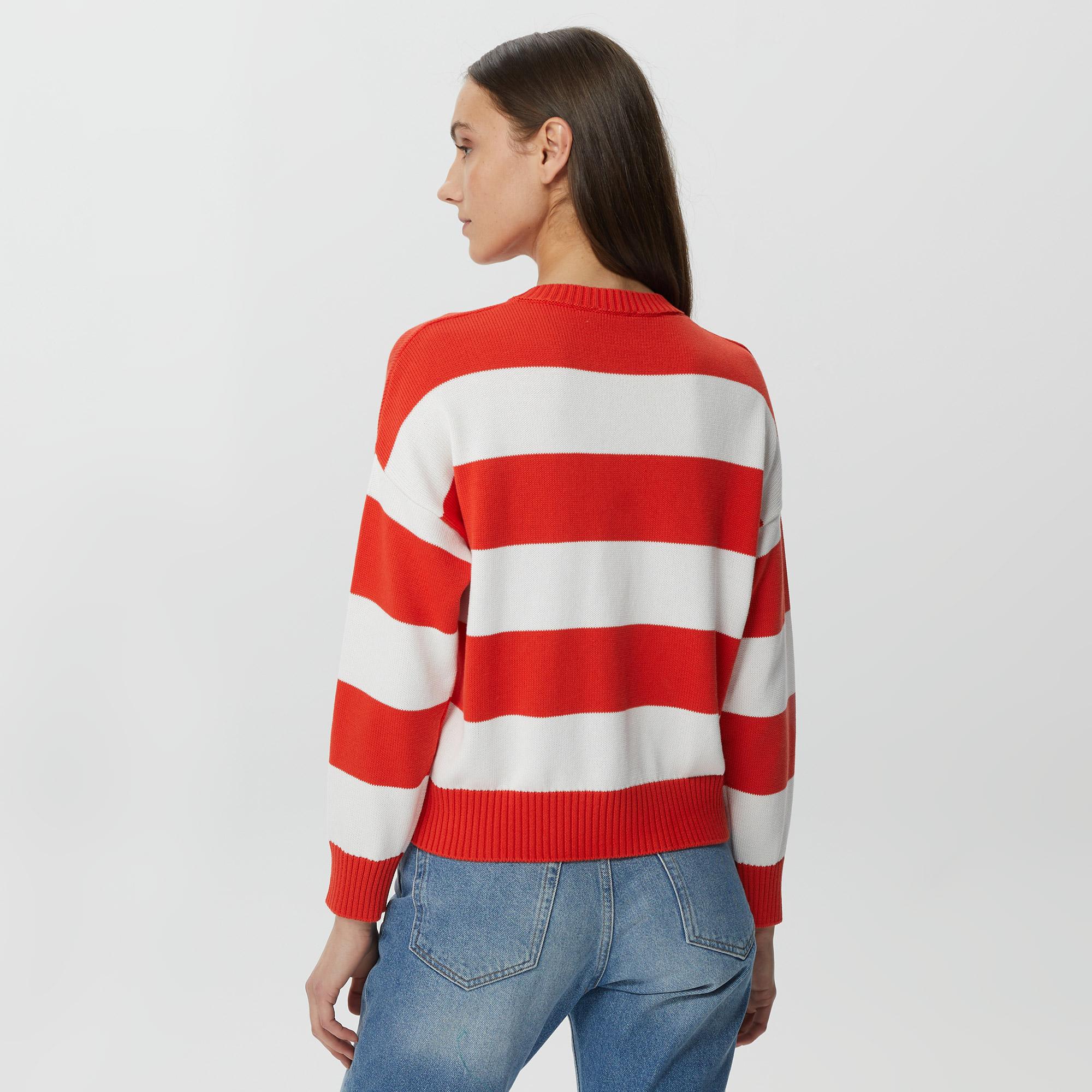 Benetton %100 Koton Düşük Omuzlu Kadın Kırmızı Kazak