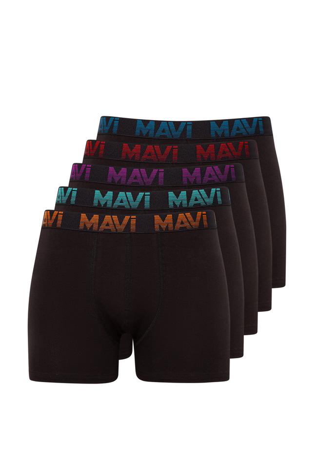  Mavi 5li Siyah Basic Boxer Seti 0910619-900