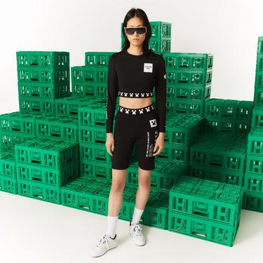  Lacoste X Minecraft Kadın Slim Fit Baskılı Siyah Şort