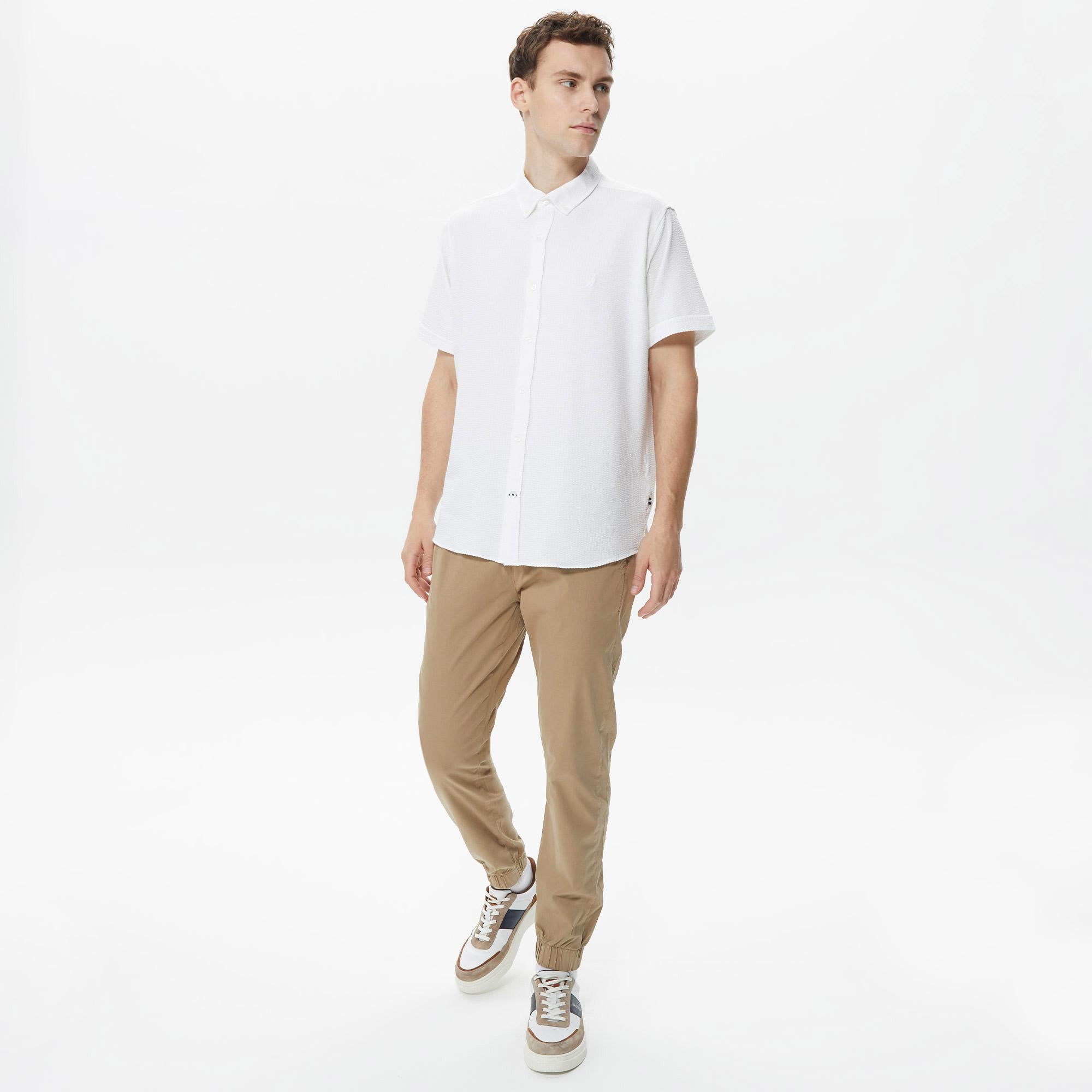 Nautica Erkek Beyaz Classic Fit Kısa Kollu Gömlek