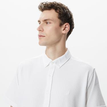  Nautica Erkek Beyaz Classic Fit Kısa Kollu Gömlek