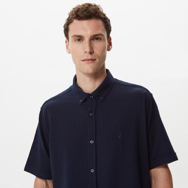  Nautica Erkek Lacivert Classic Fit Kısa Kollu Gömlek