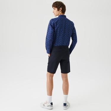  Erkek Slim Fit Lacivert Bermuda