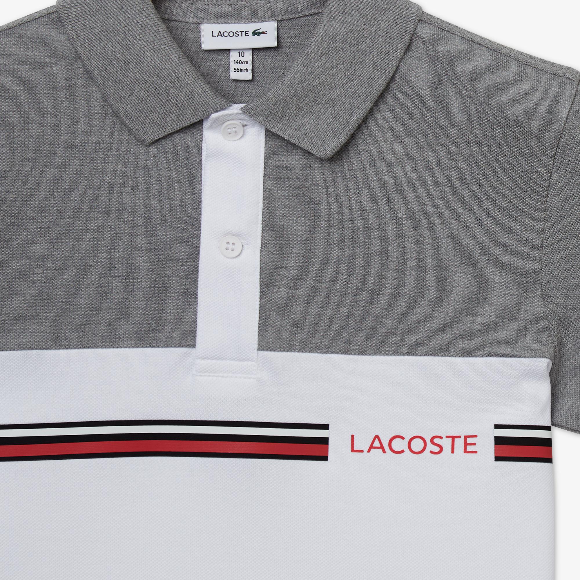 Lacoste Çocuk Renk Bloklu Gri Polo