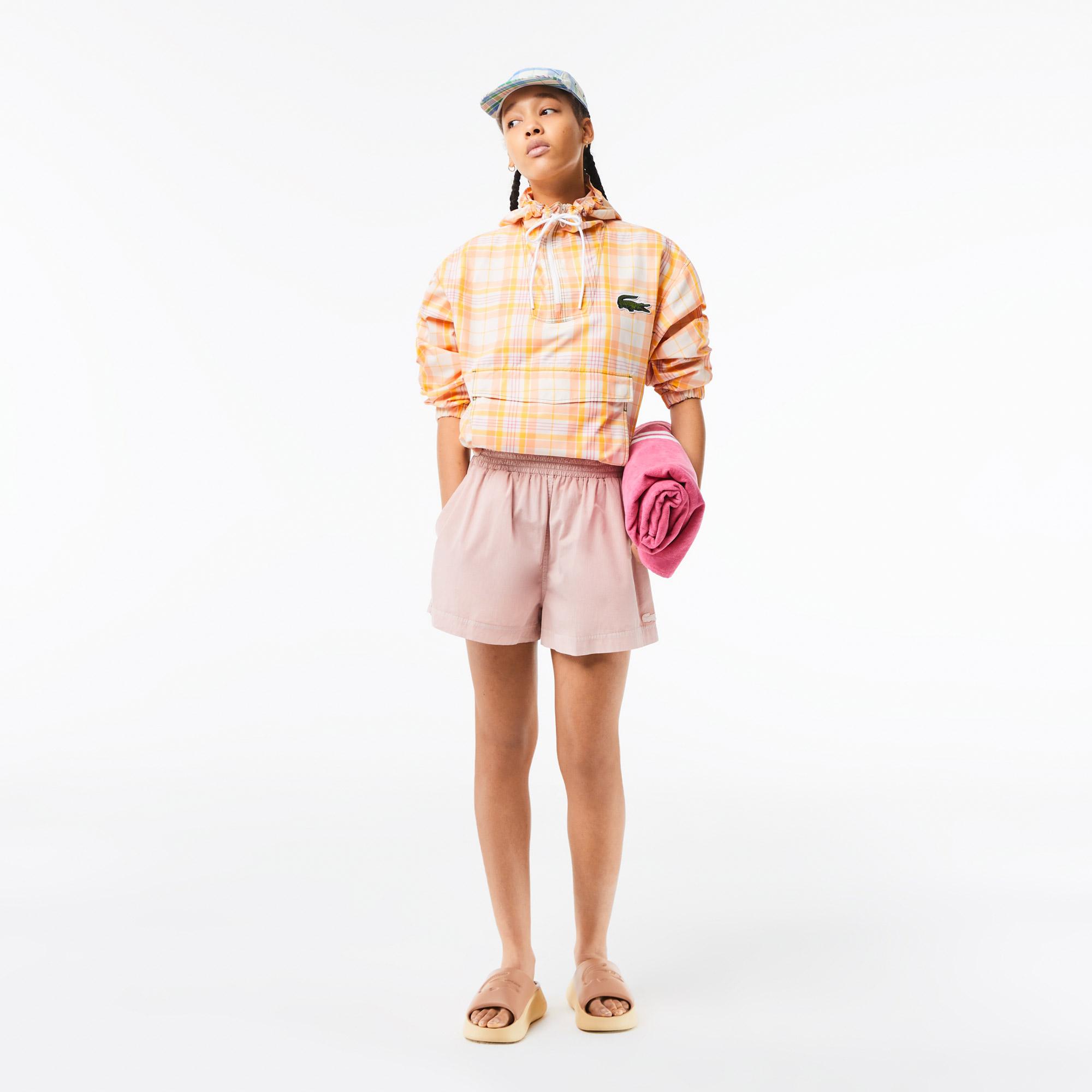 Kadın Kapüşonlu Ekose Renkli Ceket