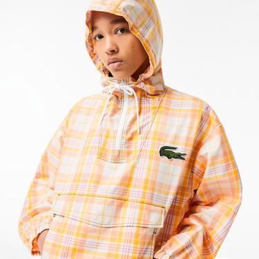  Kadın Kapüşonlu Ekose Renkli Ceket