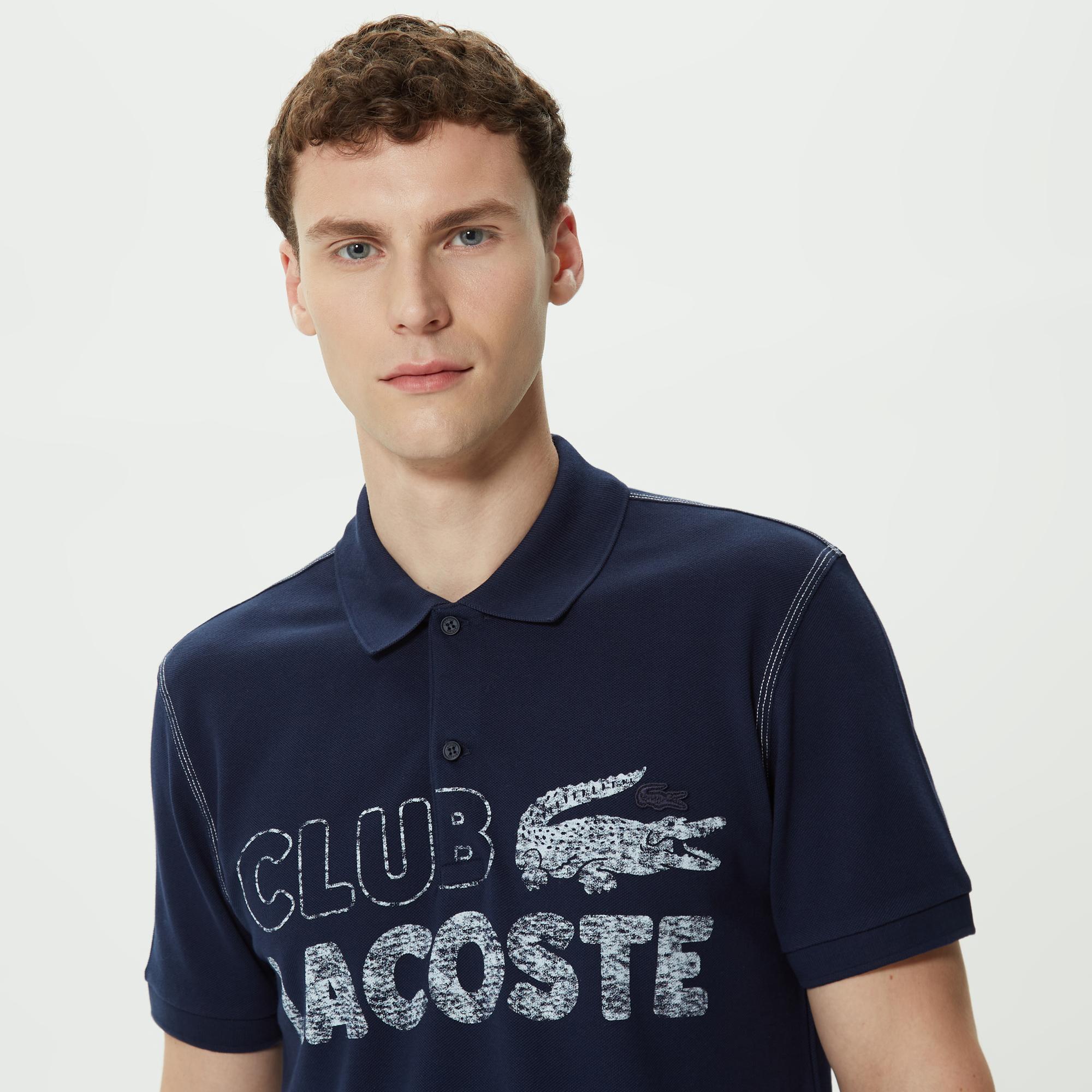 Erkek Regular Fit Baskılı Lacivert Polo