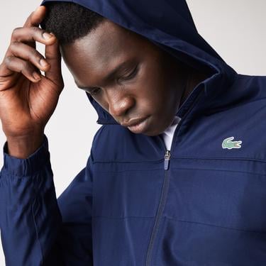  Lacoste Erkek Regular Fit Kapüşonlu Baskılı Lacivert Eşofman Takımı