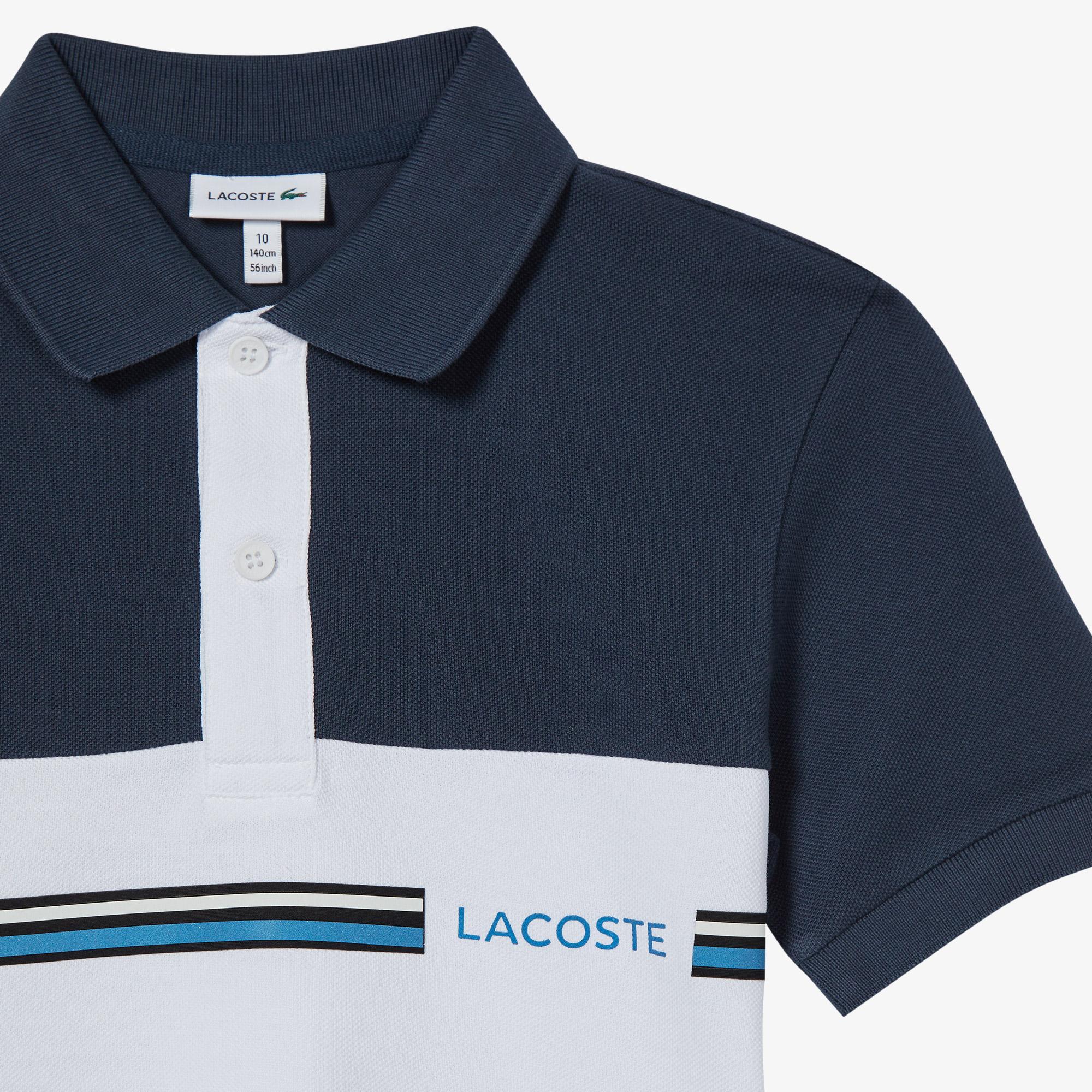 Lacoste Çocuk Renk Bloklu Lacivert Polo