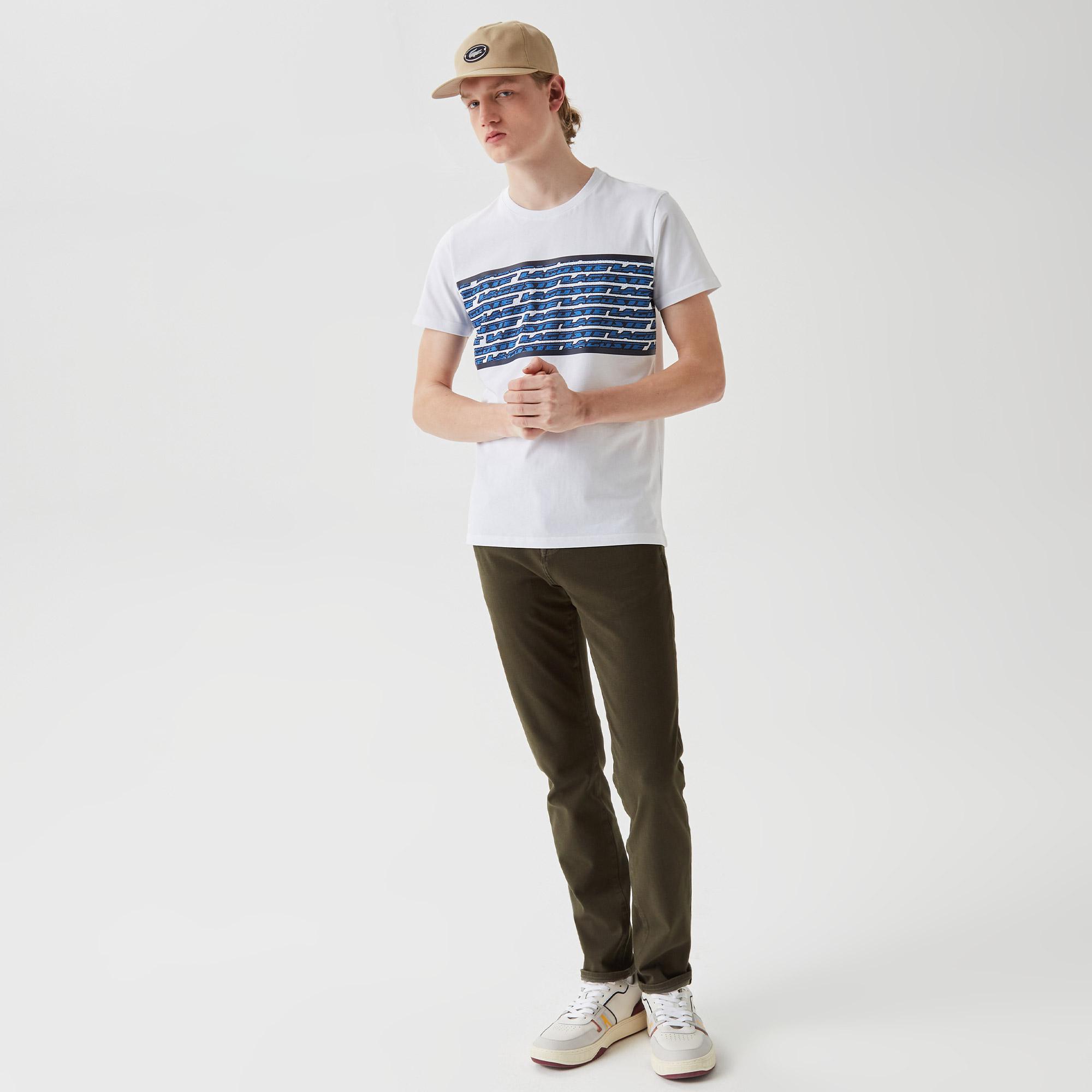 Erkek Regular Fit Bisiklet Yaka Baskılı Beyaz T-Shirt