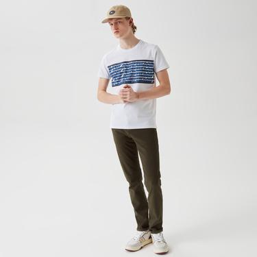  Erkek Regular Fit Bisiklet Yaka Baskılı Beyaz T-Shirt