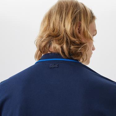  Erkek Slim Fit Renk Bloklu Siyah Polo