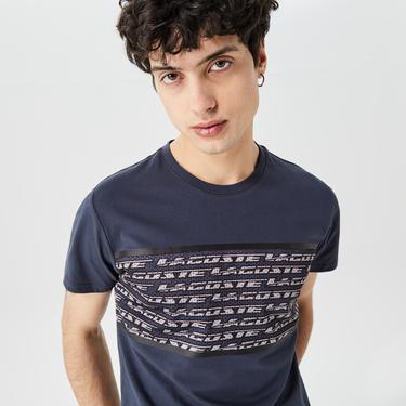  Erkek Regular Fit Bisiklet Yaka Baskılı Lacivert T-Shirt