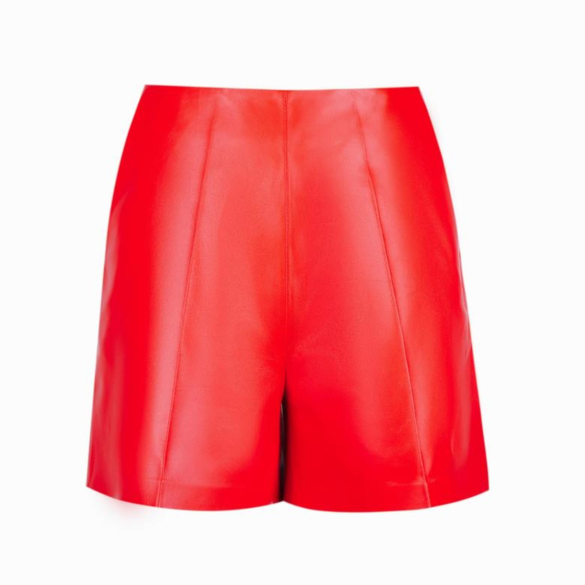 Silino Kırmızı Kadın Deri Şort