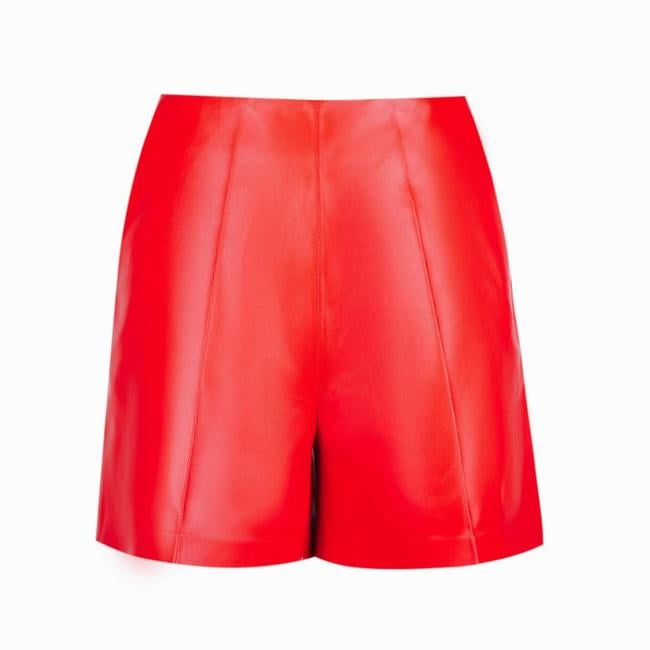  Silino Kırmızı Kadın Deri Şort