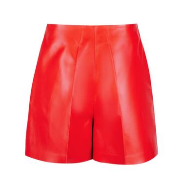  Silino Kırmızı Kadın Deri Şort
