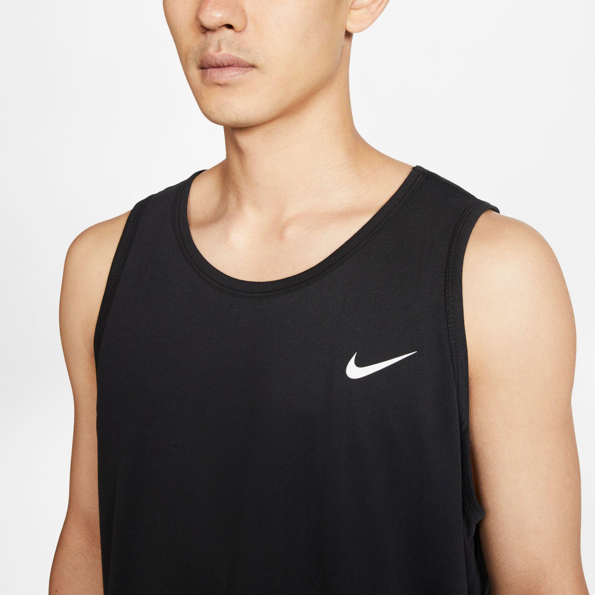Nike Dri-Fit Tank Solid Erkek Siyah Kolsuz T-Shirt
