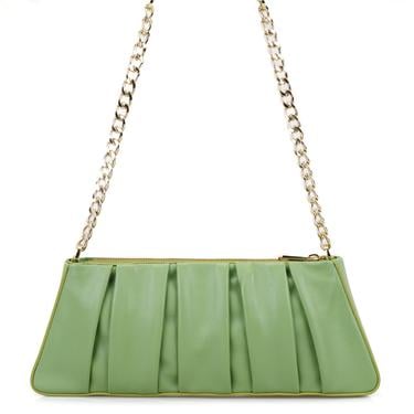  Geranie Yeşil Kadın Zincir Detaylı Deri Omuz Çantası