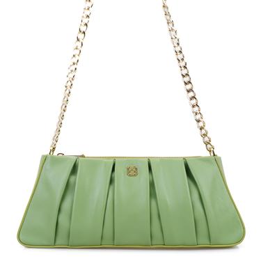  Geranie Yeşil Kadın Zincir Detaylı Deri Omuz Çantası