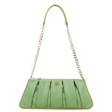  Geranie Yeşil Kadın Zincir Detaylı Deri Omuz Çantası