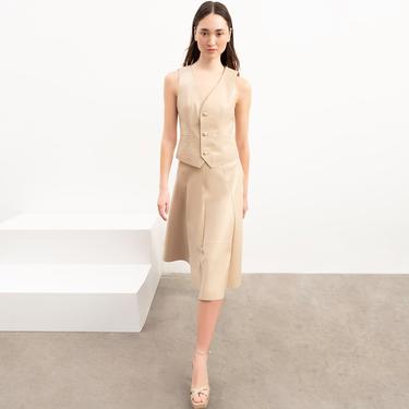  Limited Edition Kadın Bej Uzun Deri Etek