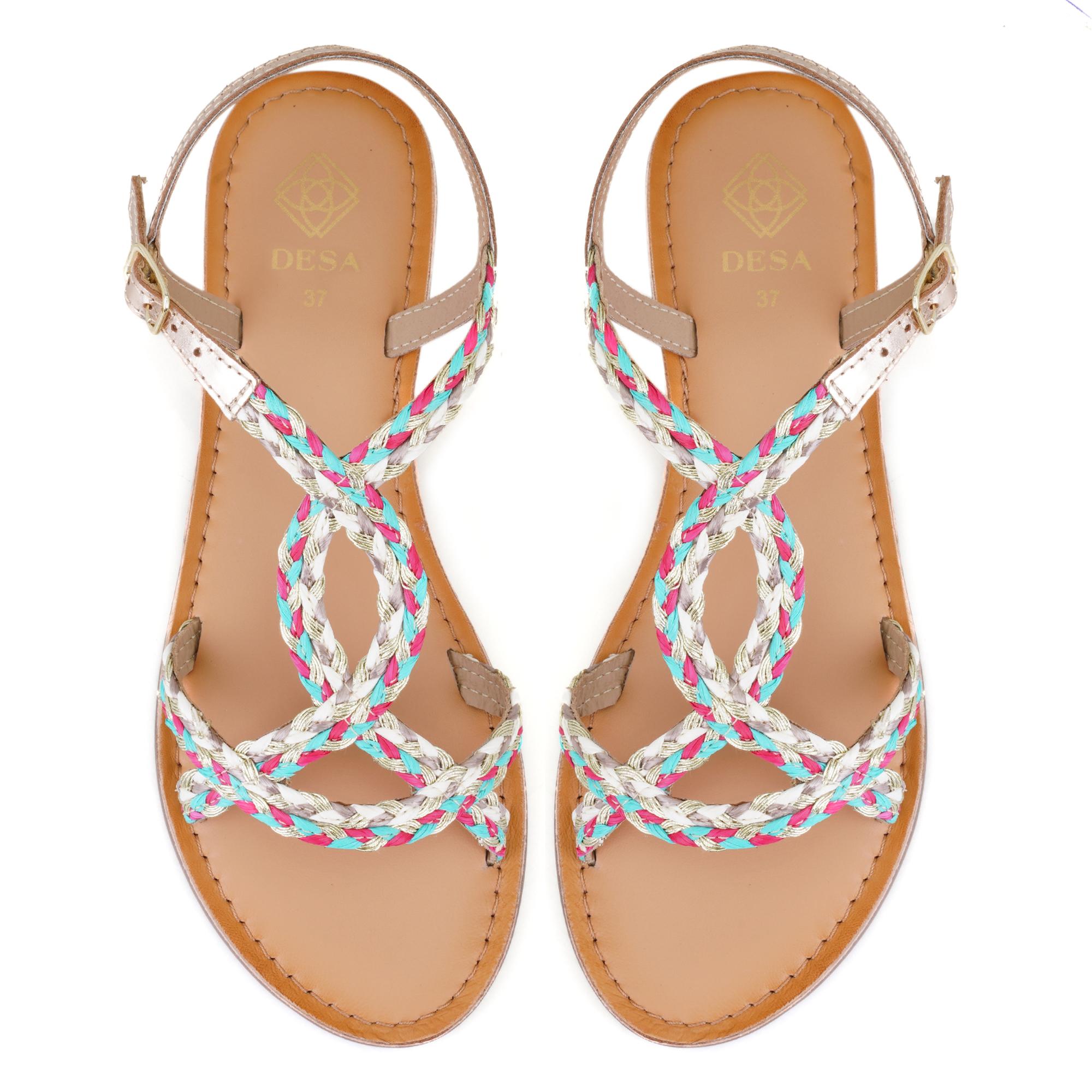 Kadın Çok Renkli Hasır Örgülü Terlik