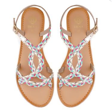  Kadın Çok Renkli Hasır Örgülü Terlik