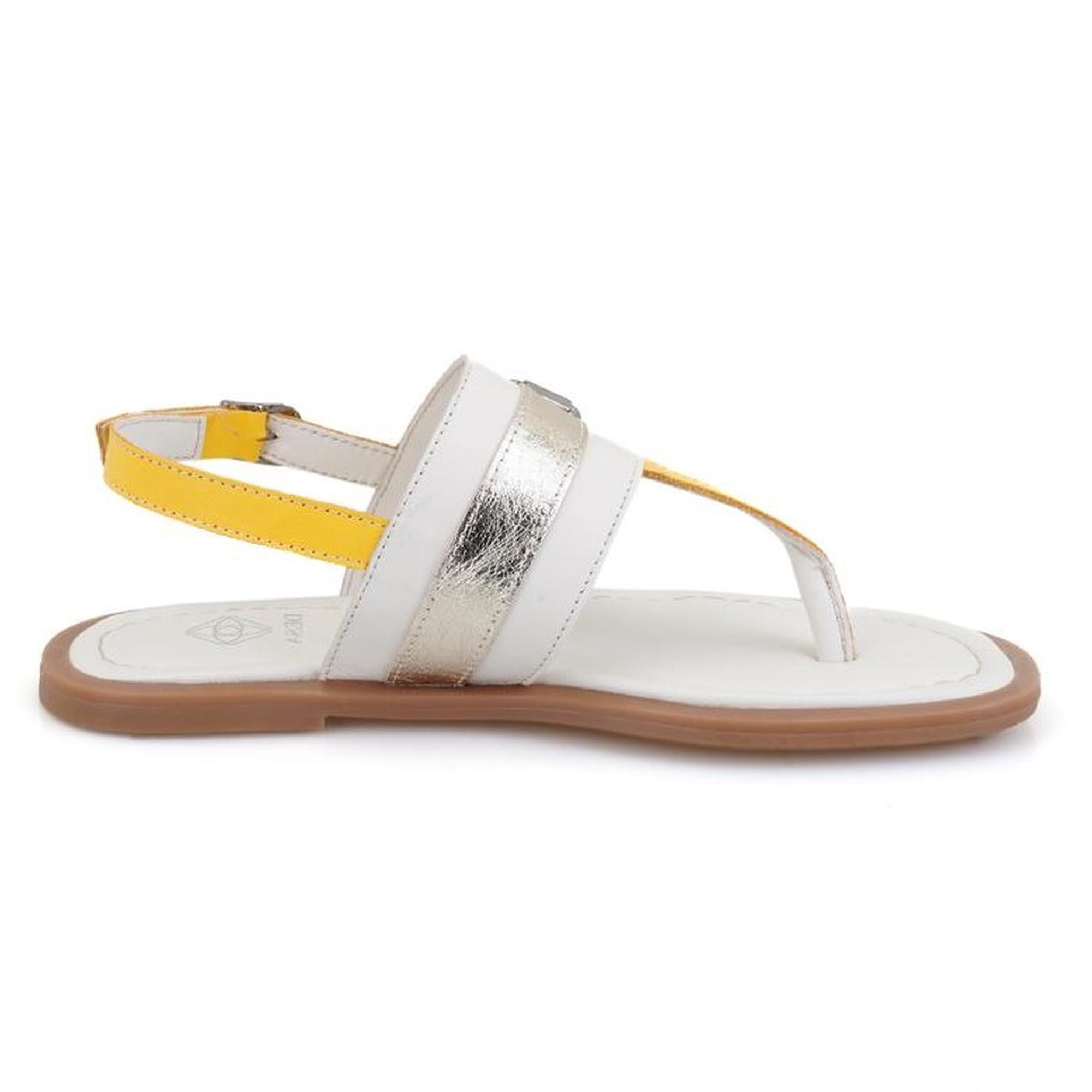 Kadın Beyaz Ayarlanabilir Tokalı Deri Terlik