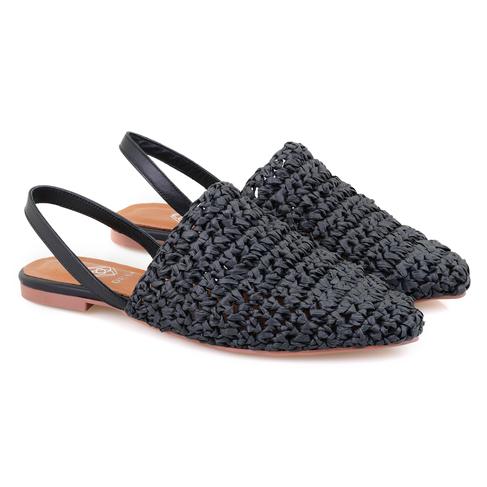  Kadın Siyah Örgülü Terlik