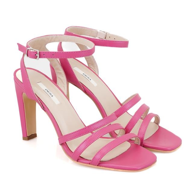  Kadın Pembe Deri Abiye Sandalet