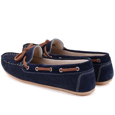  Kadın Lacivert Süet Deri Loafer