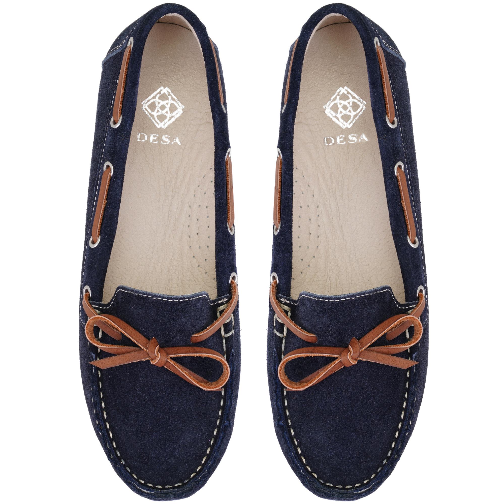 Kadın Lacivert Süet Deri Loafer