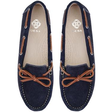  Kadın Lacivert Süet Deri Loafer