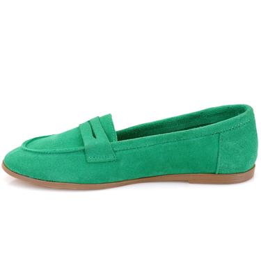  Kadın Yeşil Günlük Süet Deri Ayakkabı