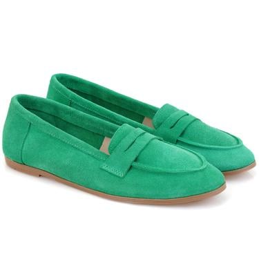  Kadın Yeşil Günlük Süet Deri Ayakkabı