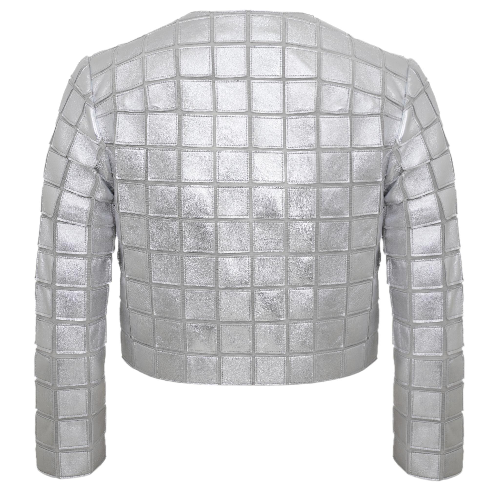 Terra Gümüş Kadın Panelli Deri Ceket