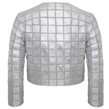  Terra Gümüş Kadın Panelli Deri Ceket