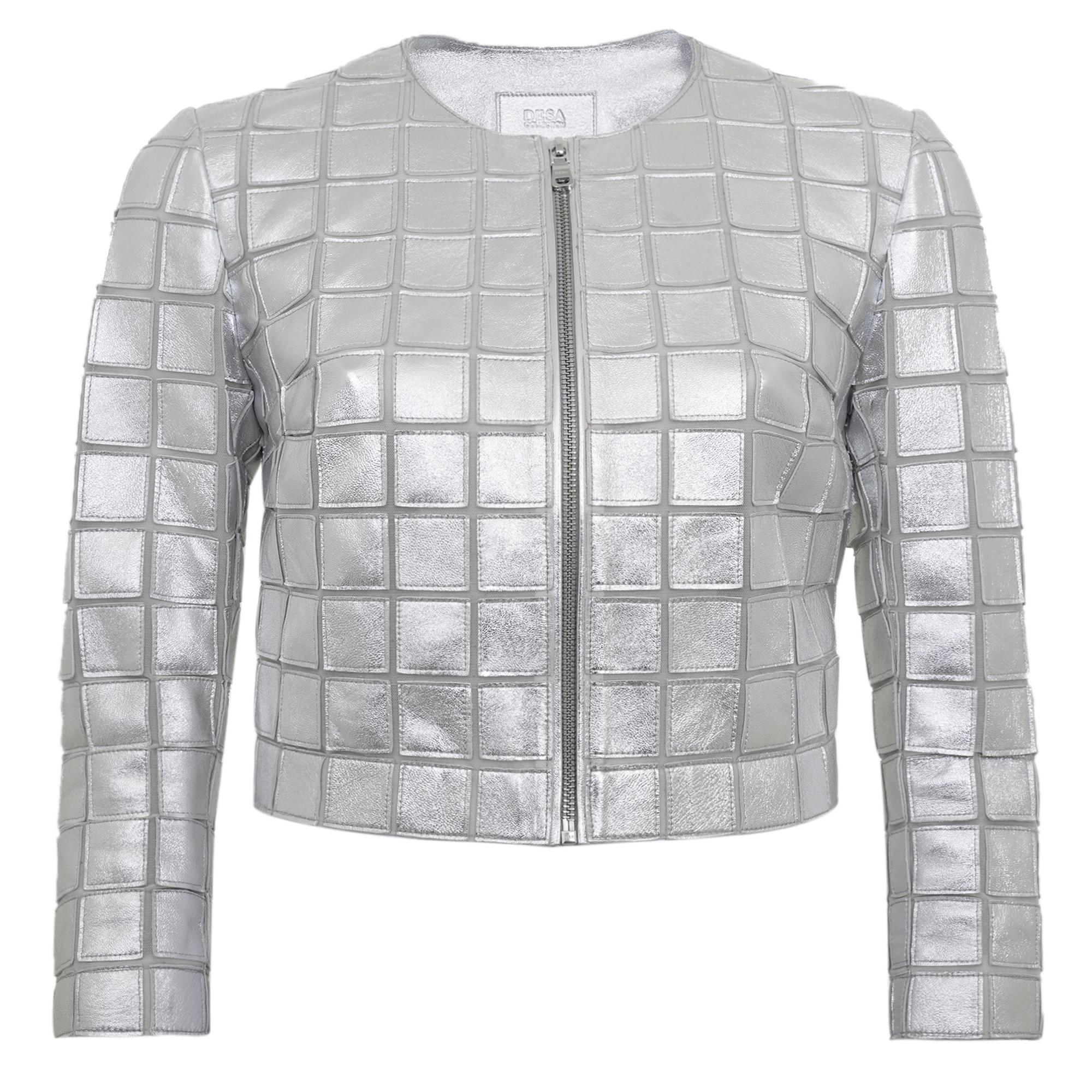 Terra Gümüş Kadın Panelli Deri Ceket