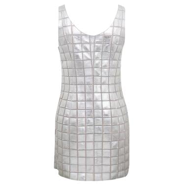  Selvaggia Gümüş Kadın Panelli Deri Elbise